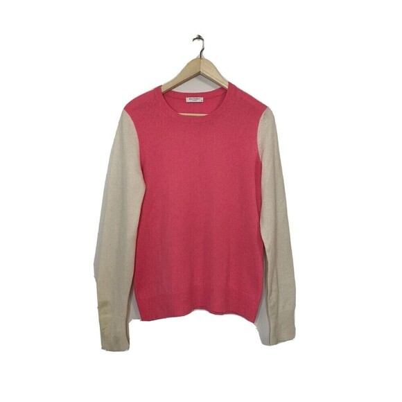 Equipment Femme Sweaters - Equipment Femme Womens Pink White Color Block Cashmere  Sweater Top Size M